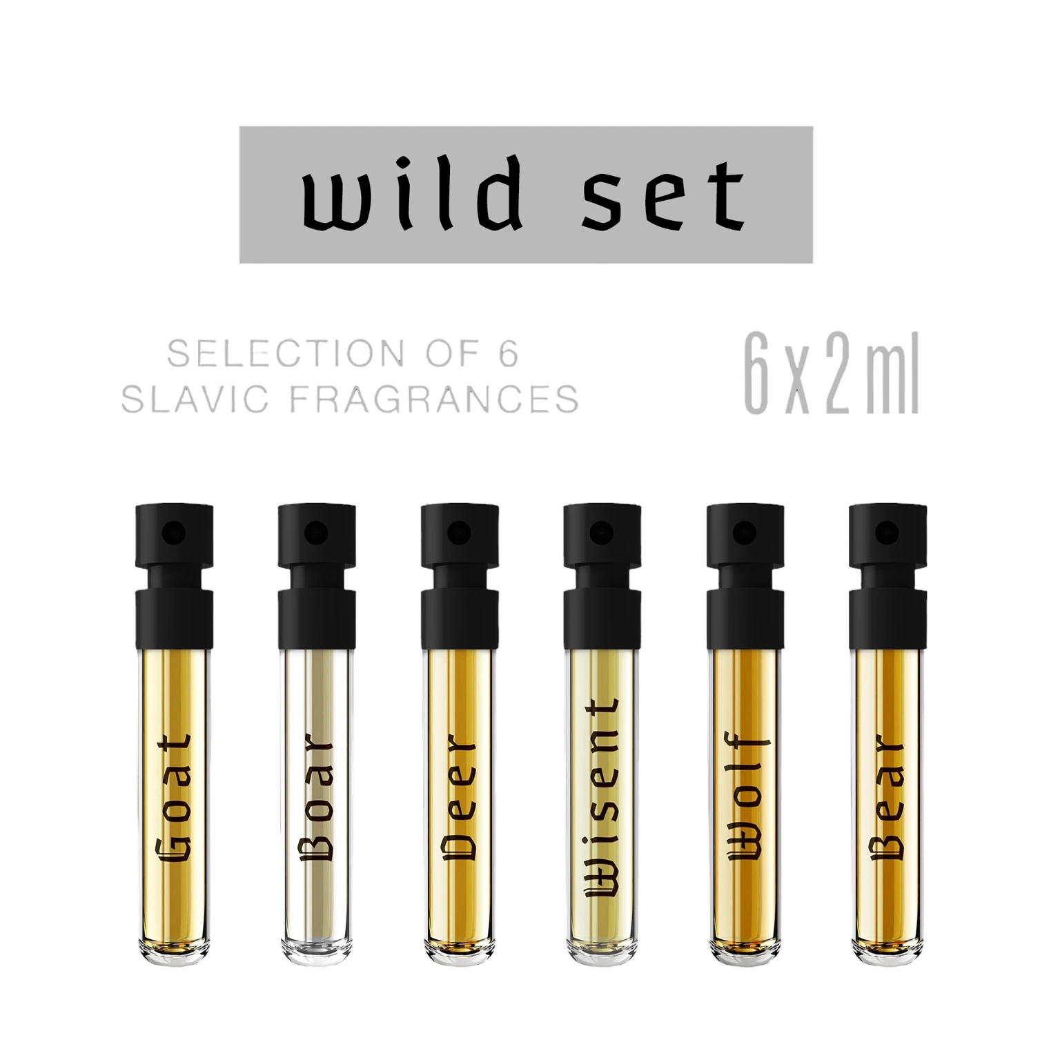 Oryginalne zdjęcie zestawu próbek Wolf Brothers Wild Set 6 × 2 ml